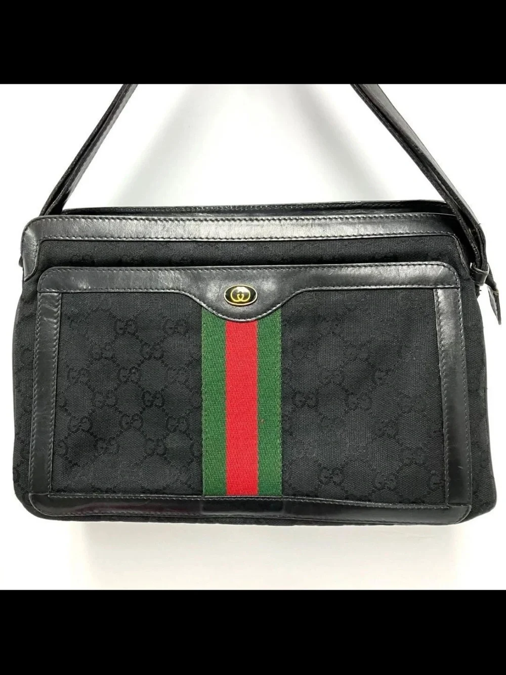 Gucci Black Web Stripe Shoulder Bag